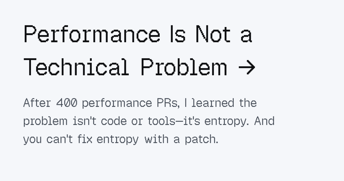 Performance Is Not a Technical Problem - Shu Ding